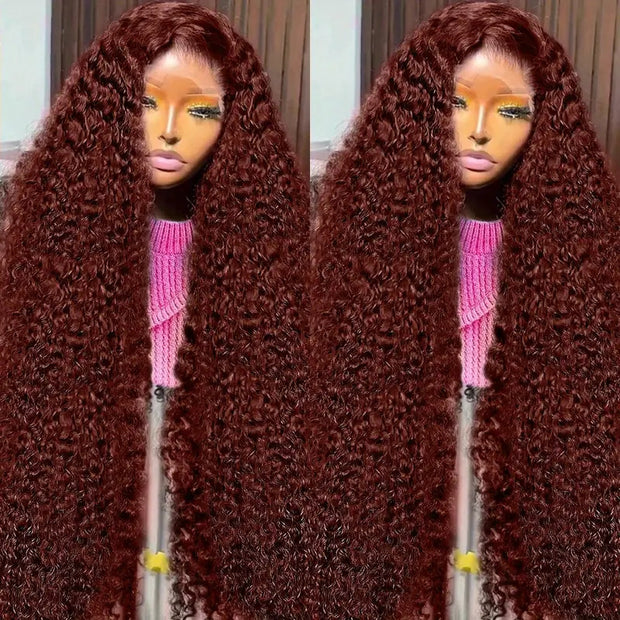 Fashion Front Lace Wine Red Long Curly Wig